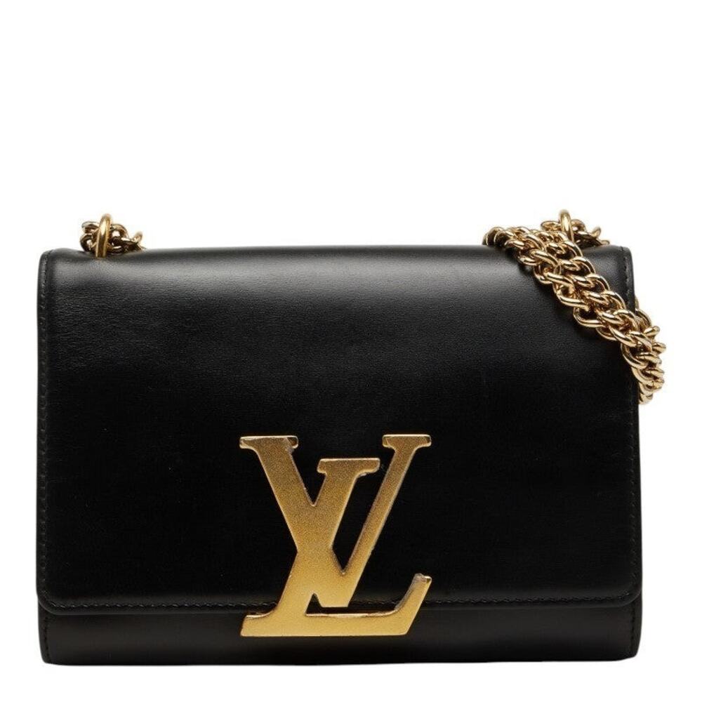 Louis Vuitton Pochette Louise MM Leather Shoulder Bag Black